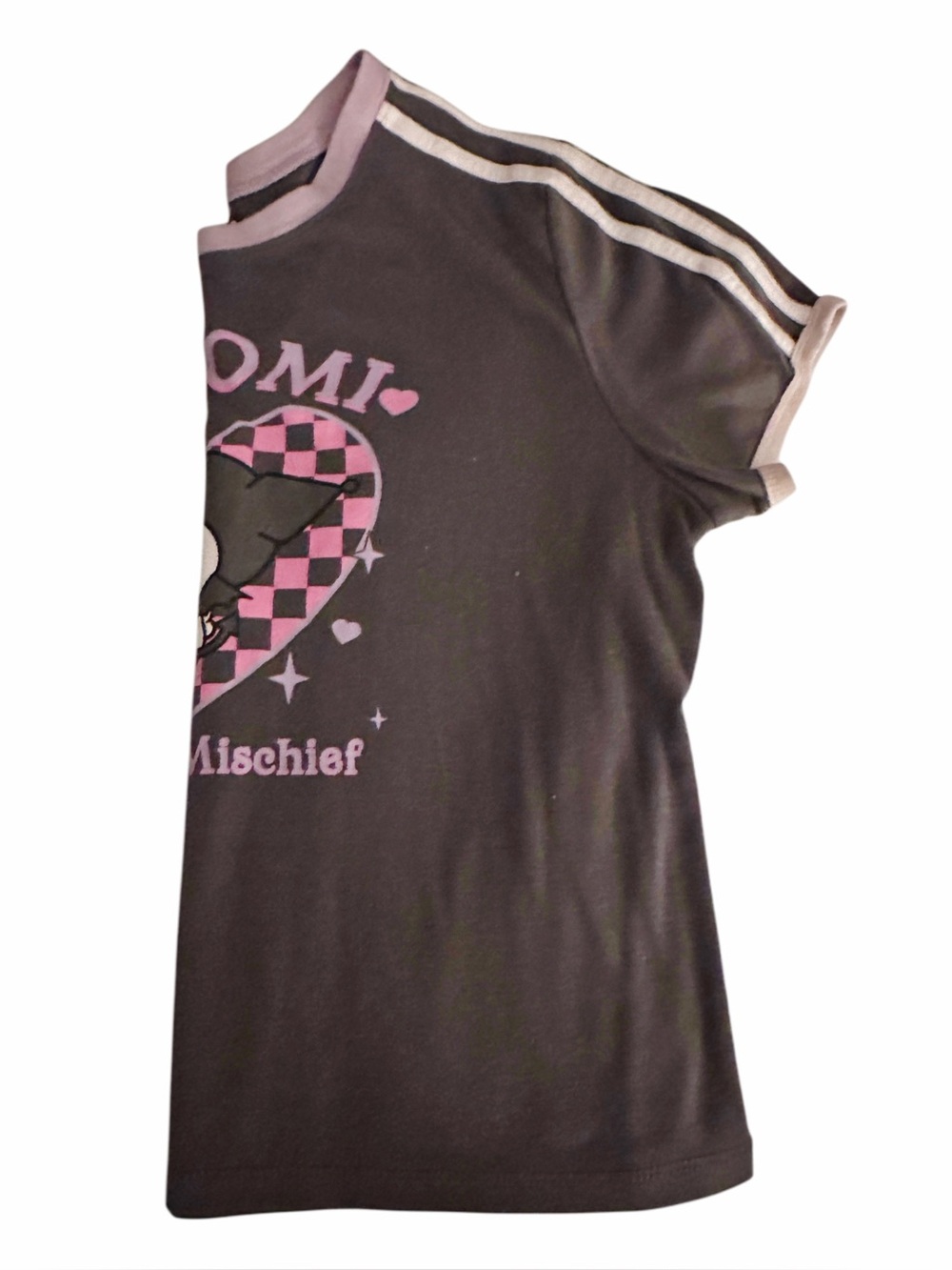 Sanrio Kuromi Making Mischief Graphic Ringer Tee Shirt XL Black Pink Y2K Kawaii - Picture 3 of 5